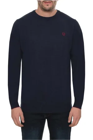Sergio Tacchini Stickade tröjor & koftor, Herr, 3Xl, Kashmir, Rund Hals Ullblandad Tröja med Logo