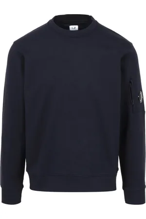 C.P. Company Sweatshirts & Hoodies, Herr, 2Xl, Bomull, Blå Tröja med Diagonalt Vävmönster