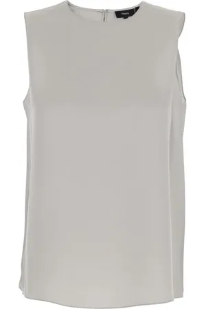 THEORY Topp, Dam, L, Metallic Silk Rund Hals Tröja