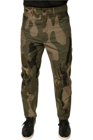 Dolce & Gabbana Byxor, Herr, M, Bomull, Camouflage Skinny Byxor med Knapp och Dragkedja