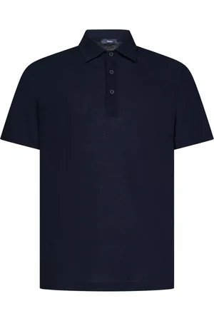HERNO Topp, Herr, L, Bomull, Blå Polo Skjorta Stiligt Modernt Design