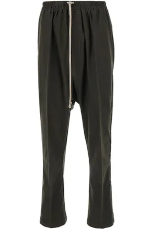 Rick Owens Byxor, Herr, XL, Bomull, Gröna Drop-Crotched Bomull Dragsko Byxor
