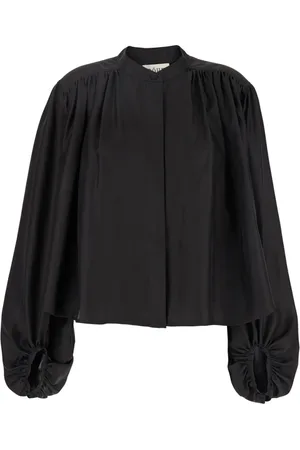 Rohe Blusar & Skjortor , Dam, S, Silke Mandarin Krage Svart Topp