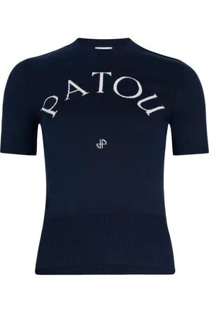 Patou Stickade tröjor & koftor, Dam, L, Svart Crew Neck Tröja