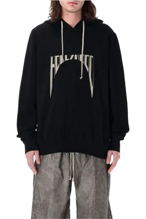 Rick Owens Sweatshirts & Hoodies, Herr, M, Bomull, Svart pärltryck stickad huvtröja