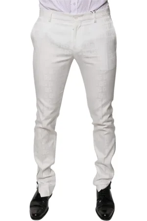 Dolce & Gabbana Byxor, Herr, M, Bomull, Vita Bomull Formella Byxor