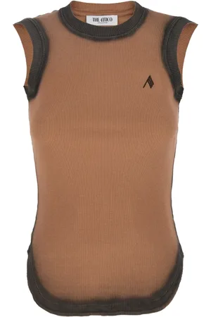 The Attico Topp, Dam, S, Bomull, Crewneck Top med Logo Broderi