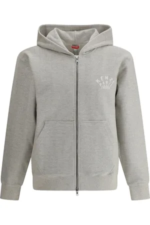 Kenzo Sweatshirts & Hoodies, Herr, M, Grå Logo Print Hoodie Tröja