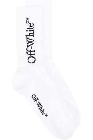 OFF-WHITE Underkläder, Herr, L, Bomull, Bokaktig Stickade Strumpor Vit/Svart