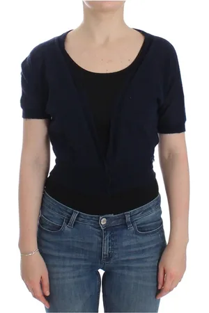 ERMANNO SCERVINO Stickade tröjor & koftor, Dam, L, Blå Cashmere V-ringad Cardigan Sweater