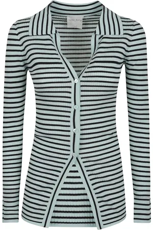 FORTE FORTE Stickade tröjor & koftor, Dam, S, Räfflad Polo Cardigan i Superfin Merino