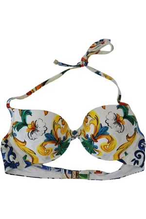 Dolce & Gabbana Badkläder, Dam, S, Nylon, Majolica Print Bikini Top