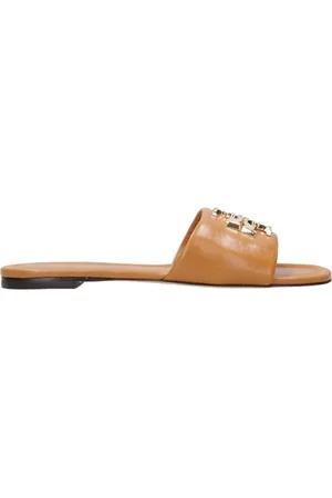 Tory Burch Skor, Dam, 36 EU, Läder, Bruna lädersandaler med tofsdetalj
