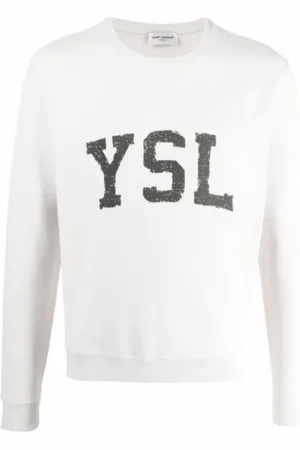 Saint Laurent Sweatshirts & Hoodies, Herr, S, Bomull, Tryckt Logotröja i Vit