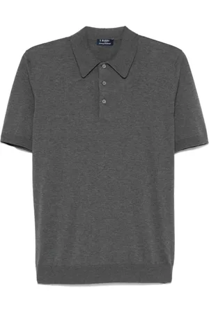 BARBA Topp, Herr, M, Bomull, Grå Bomullspolotröja med Logotyp