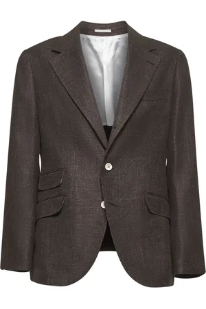Brunello Cucinelli Jacka, Herr, M, Linne, Mörkbrun Linne Ull Silke Jacka