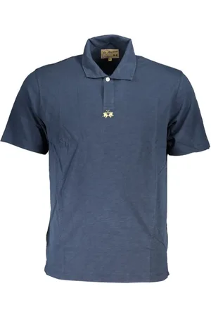 La Martina Topp, Herr, S, Bomull, Klassiskt Bltt Poloshirt med Korta rmar