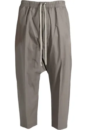 Rick Owens Byxor, Herr, M, Bomull, Grå Bomull Cropped Byxor Elastisk Midja