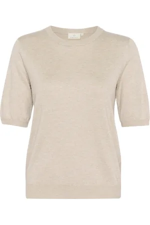 Kaffe Stickade tröjor & koftor, Dam, XS, Fjädergrå Pullover Sweater