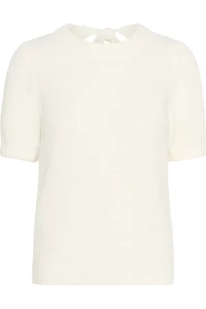 Kaffe Stickade tröjor & koftor, Dam, XL, Polyester, Feminin Bow Pullover Stickad Krita