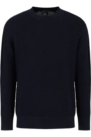 Armani Exchange Stickade tröjor & koftor, Herr, S, Bomull, Navyblå bomullspullover