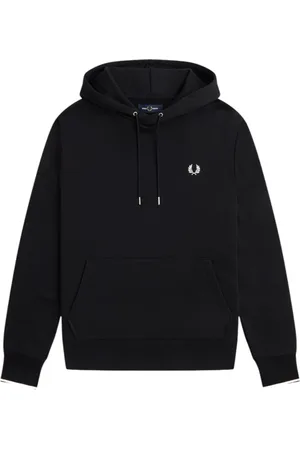 Fred Perry Sweatshirts & Hoodies, Herr, M, Bomull, Svart Tippad Huva Tröjor