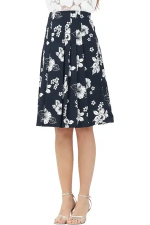 Max Mara Kjol, Dam, S, Bomull, Blå Blommig Midi Kjol Elegant Vår