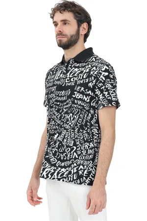 VERSACE Topp, Herr, S, Bomull, Svart Logopikétröja Vår Sommar
