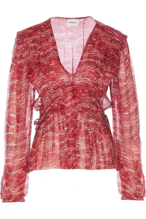 Isabel Marant Blusar & Skjortor , Dam, S, Röd Axeline Topp med Zigzag Tryck