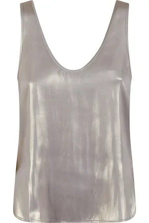 Zadig & Voltaire Topp, Dam, XS, Polyester, Guld Lurex Topp med Ikonisk Strass
