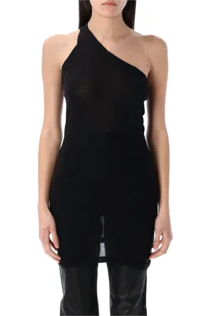 Rick Owens Topp, Dam, M, Bomull, One Shoulder Tank Svart Topwear