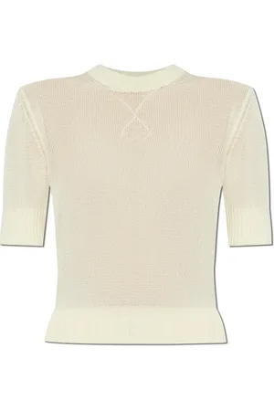 Jil Sander Stickade tröjor & koftor, Dam, M, Bomull, Topp med broderat logotyp