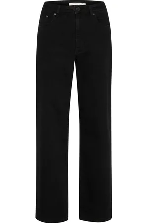 Gestuz Jeans, Dam, W28, Bomull, Wide Leg Mörk Tvättade Svarta Jeans