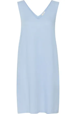 Kaffe Klänning, Dam, XS, Linne, Enkel Chambray Klänning