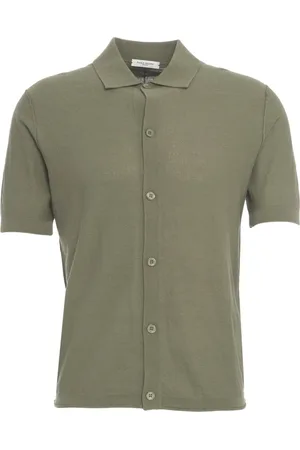 Paolo Pecora Stickade tröjor & koftor, Herr, 2Xl, Grön Stickad Skjorta Kortärmad Casual