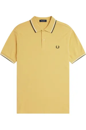 Fred Perry Topp, Herr, L, Bomull, Gul Twin Tipped Pikétröja