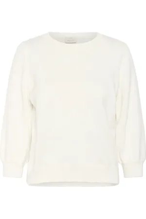 Kaffe Stickade tröjor & koftor, Dam, M, Bomull, Mjuk Stickad Pullover Tröja