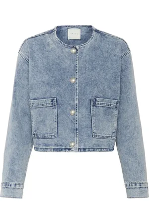 Kaffe Jacka, Dam, L, Denim, Denimjacka Tvättad Blå Cropped Stil