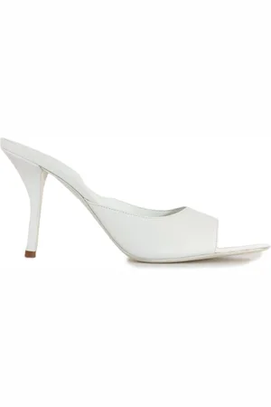 Gia Borghini Skor, Dam, 39 EU, Läder, Vita läder slip-on mules klackar