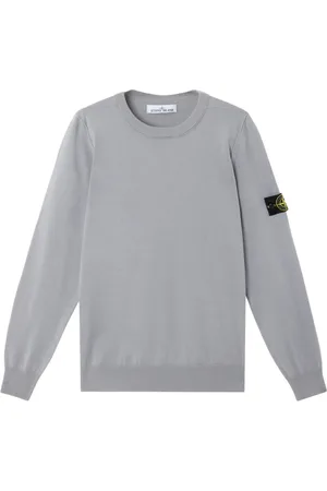 Stone Island Sweatshirts & Hoodies, Herr, L, Bomull, Mjuk Bomull Stickad Crewneck Tröja