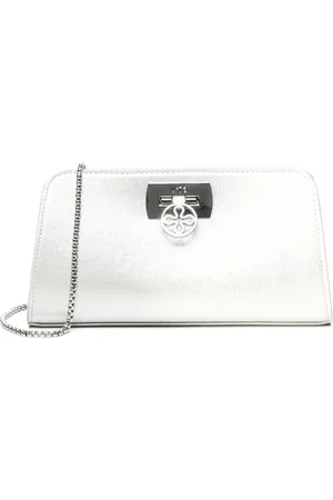 V°73 Väska, Dam, ONE Size, Silver Strukturerad Clutch med Kedja Axelrem