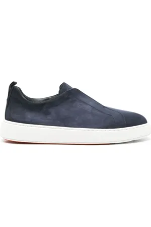 santoni Skor, Herr, 42 1/2 EU, Läder, Blå Läder Sneakers Platta Gummisula