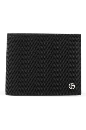 Giorgio Armani Accessoarer, Herr, ONE Size, Läder, Svart Läder Plånbok Snygg Accessoar