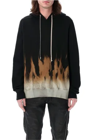Rick Owens Sweatshirts & Hoodies, Herr, L, Bomull, Svarta Flammor Stickat Oversized Hoodie
