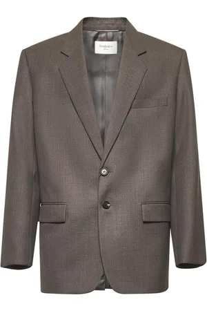 Saint Laurent Jacka, Herr, L, Grå Yllejacka med Revers