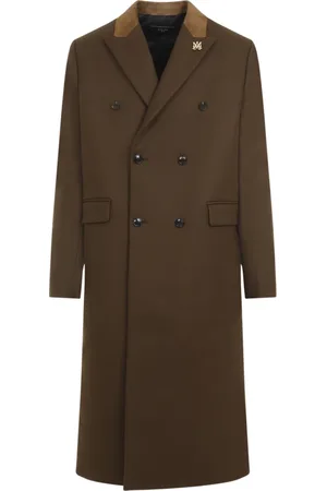 AMIRI Kappa, Herr, M, Nylon, Mörkbrun ullkappa med dubbelknäppning