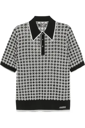 AMIRI Topp, Herr, L, Piképolo med jacquardmönster och knäppt krage