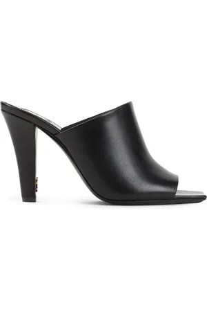 Saint Laurent Skor, Dam, 38 EU, Läder, Svarta Lädertofflor Eleganta Klackar