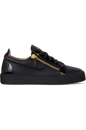 Giuseppe Zanotti Skor, Herr, 41 EU, Läder, Svarta låga sneakers i läder med dragkedja i sidan