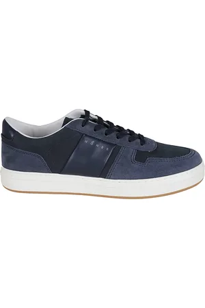 Hogan Skor, Herr, 41 1/2 EU, Mocka, Blå Mocka Sneakers med Lärdetaljer